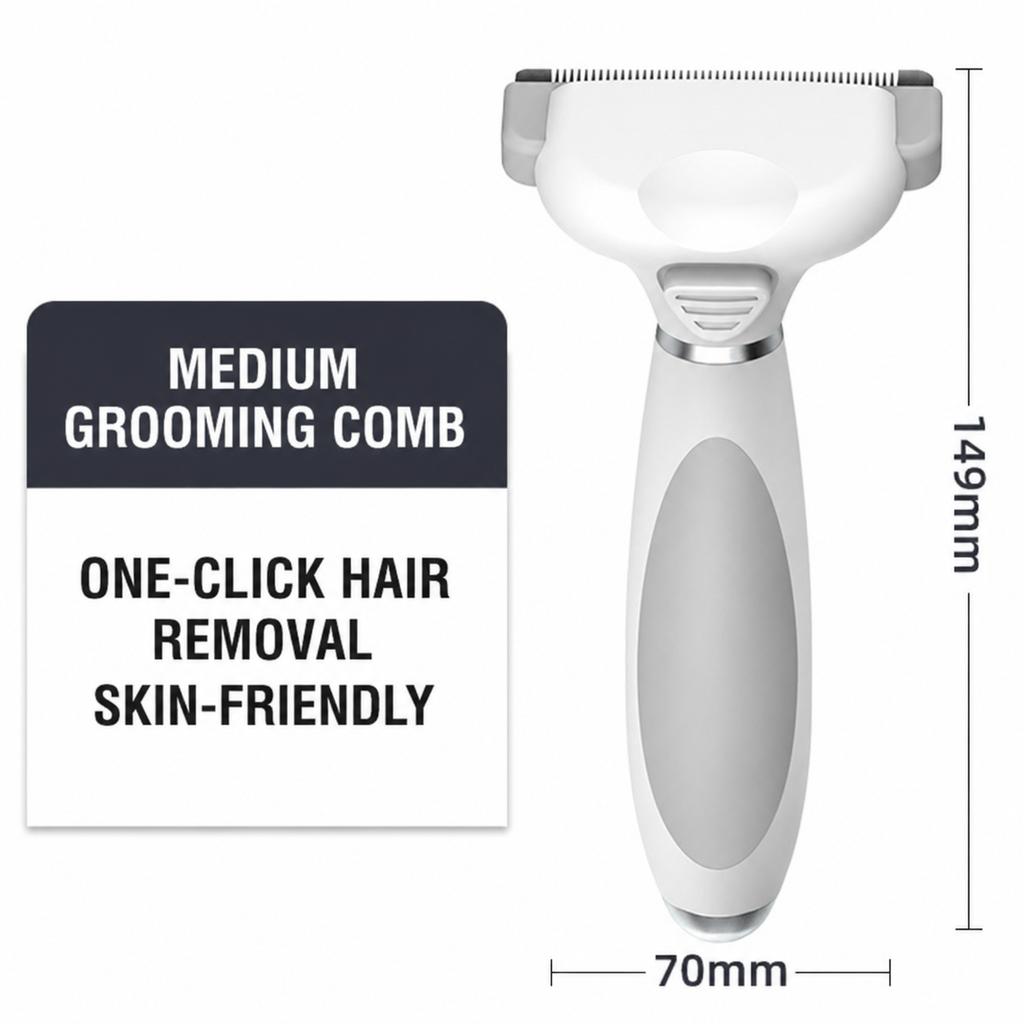 Pet Deshedding Brush One Hand Grooming Comb for Dogs Cats Shedding Hair Removal Undercoat Grooming Tool