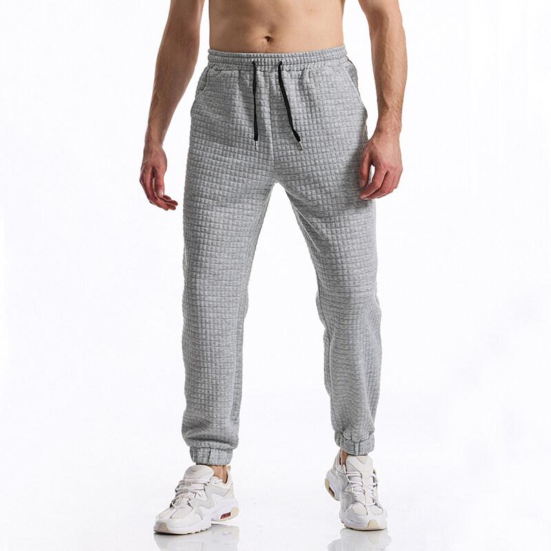 Grid Design Fabric Men's Casual Sports Pants Gym Sport Trousers For Men Jogger Sweatpants Running Workout Jogging Long Pants