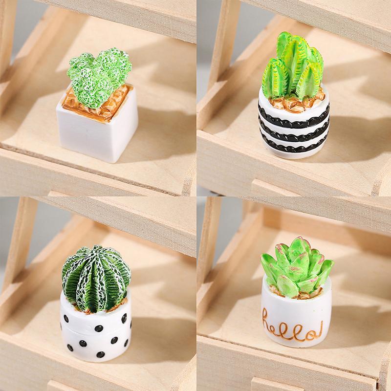 1Set 1:12 Dollhouse Miniature Succulent Plant Potted Cactu Landscape Home Decor