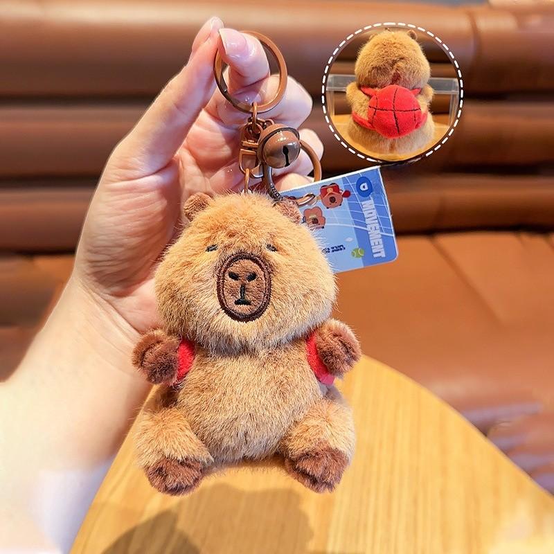 Jinnew Tennis Table Badminton Tennis Backpack Capybara Plush Keychain Pendant