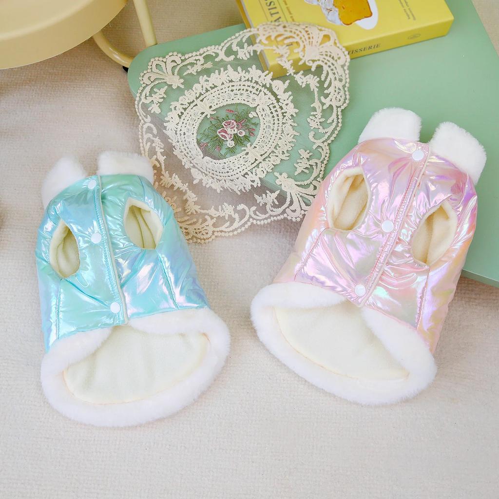 Осенне-зимняя одежда для собак, однотонная одежда из хлопка для собак, узорчатая одежда с пайетками, плюшевая одежда для маленьких и средних собак, одежда для щенков