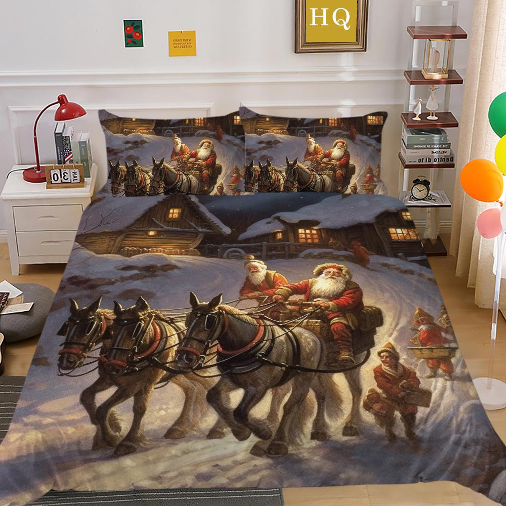 Christmas Printed Single Size Bed Set Cover Superior Highend Cartoon Design Children Teen Home Textiles