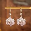 Synthetic Rhinestone Ginkgo Ear Pendant Double-layer Sweet Earrings Jewelry Ginkgo Earrings  Party
