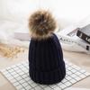 WTEMPO Windproof Detachable Faux Fur Ball Caps Poms Winter Solid Color Warm Woolen Hats Women Knitted Beanies Hats