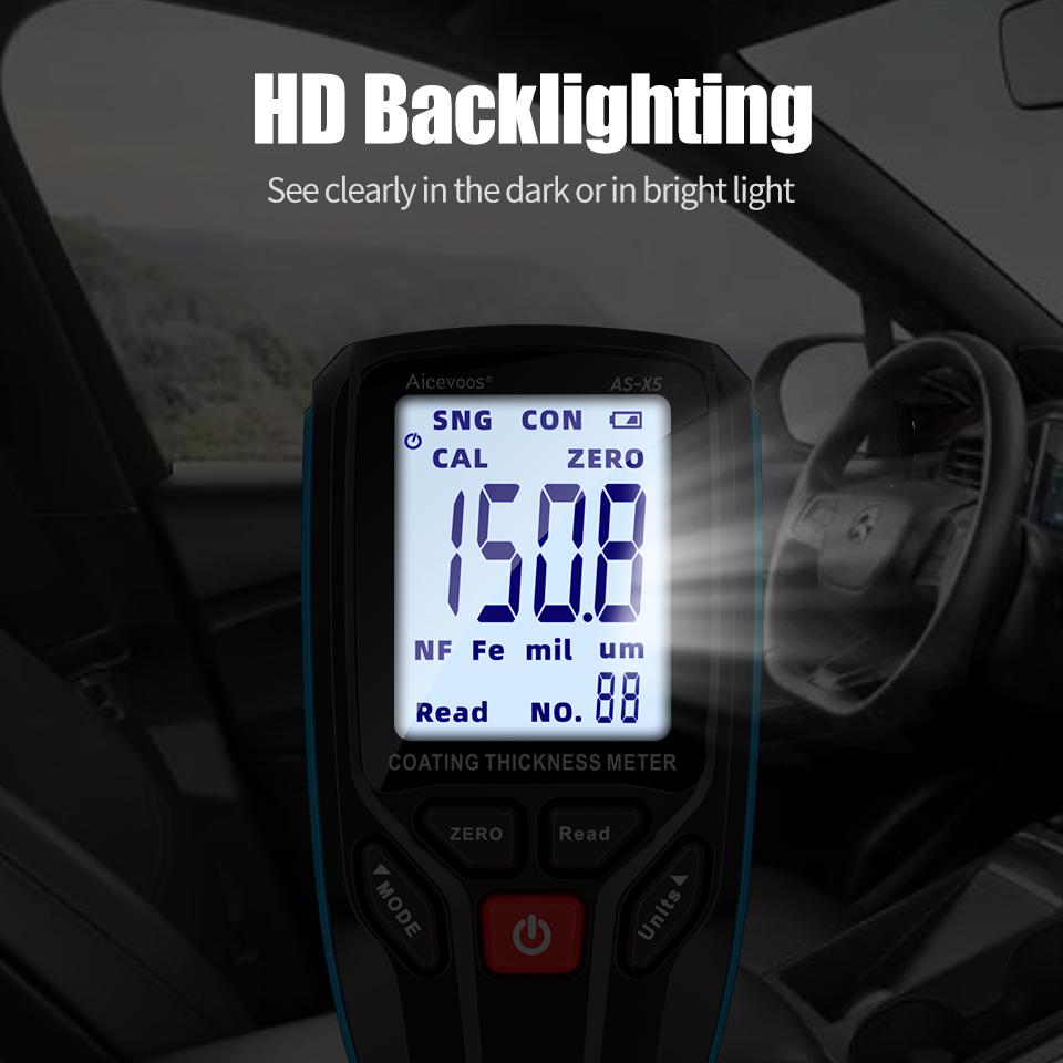 Толщиномер покрытия Aicevoos, тестер толщины автомобильной лакокрасочной пленки, измерительный прибор FE NFE для автомобильной металлокерамики 0-1300 мкм