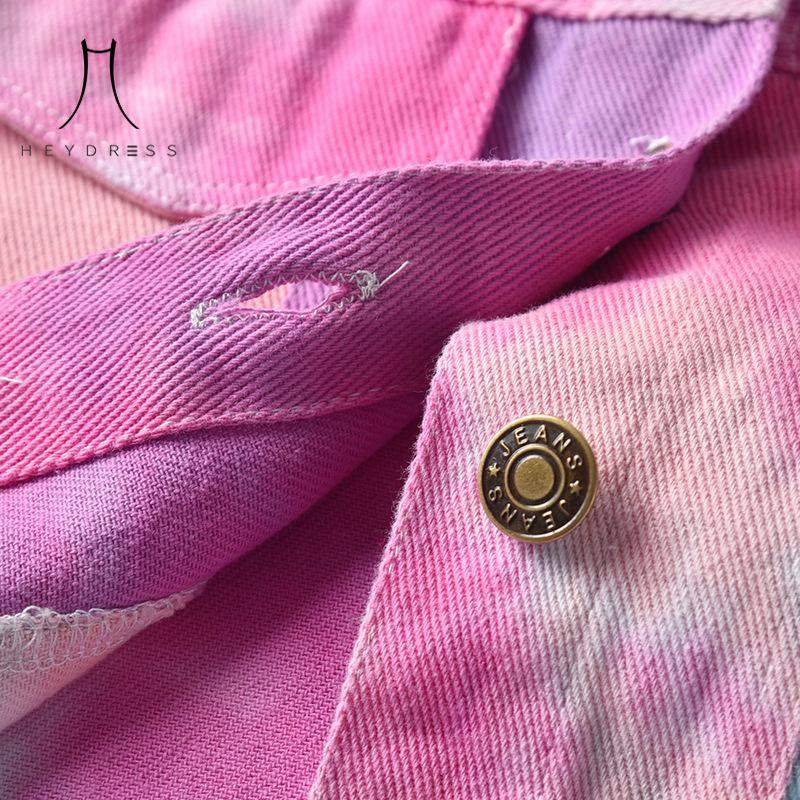 Корейский стиль, разноцветная короткая джинсовая одежда с принтом тай-дай, новая детская джинсовая куртка с длинными рукавами и лямками