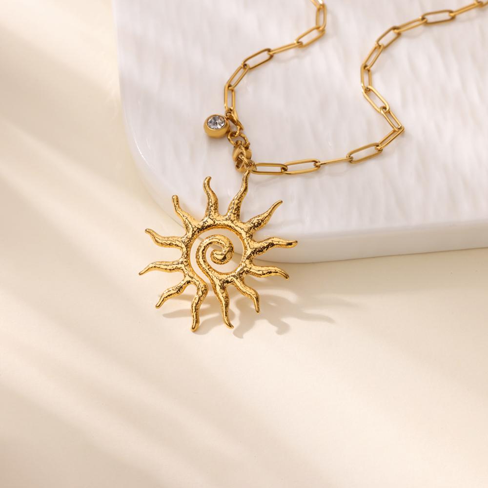 Цирконовые ожерелья с солнцем для женщин, из нержавеющей стали, золотого цвета, ожерелье с подвеской-солнцем на булавке, эстетичные свадебные украшения, подарки для вечеринок