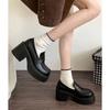Summer 2025 New Retro British Black French Loafers Heightened Thick Heel High Heel Platform Small Leather Shoes Women
