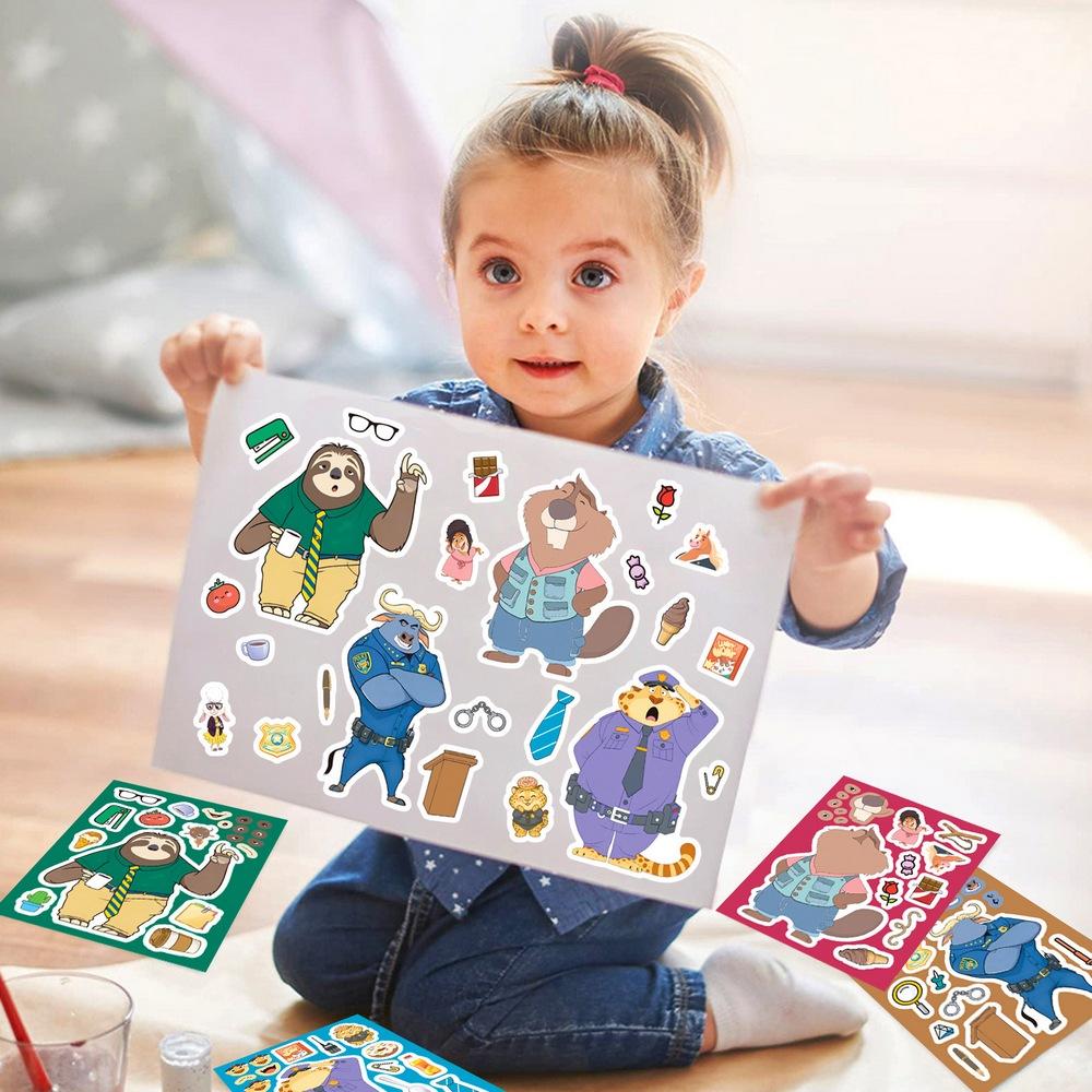 Disney Эстетичные Наклейки для Лица Зверополис 2 Листа DIY Детские Игрушки Детские Пазлы Декор для Вечеринки Подарочные Награды