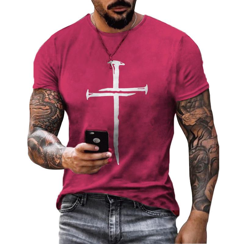 Men's Casual Cross Faith Printed T-shirt for Streetwear Trendsetters Shirt