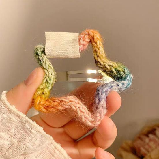 Радужная заколка для волос, плетеный цветок, сердце, звезда, облако, декоративная форма, аксессуары для волос, легкая заколка для волос для девочек