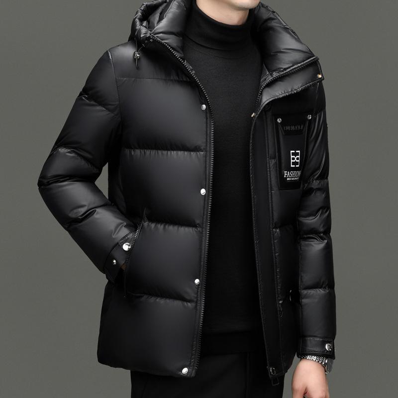Осенне-зимняя теплая утиная пуховая куртка с капюшоном для среднего и молодого возраста, деловая, модная, утолщенная, повседневная