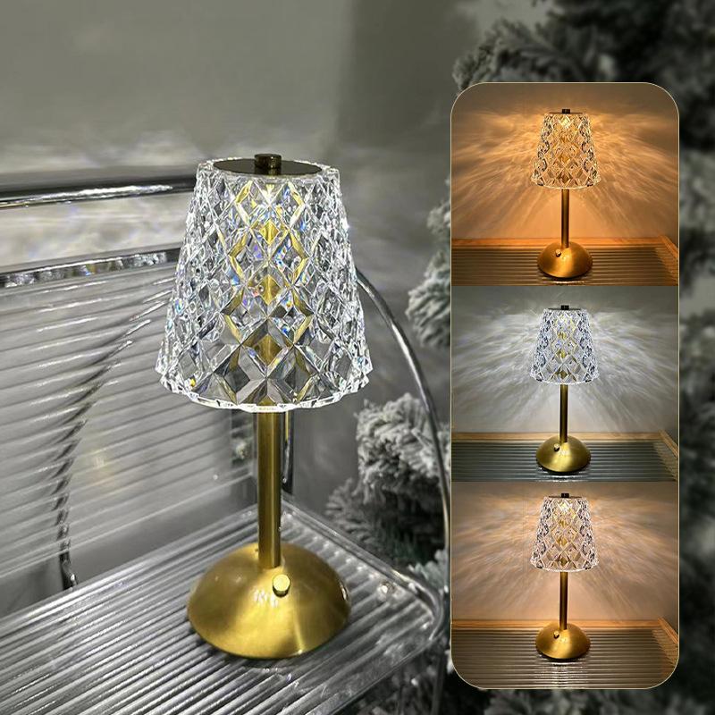 1PC Modern Luxury Rechargeable Touch LED Desk Lamp Restaurant Bar Home Bedroom Bedside Night Light USB Ambient Light