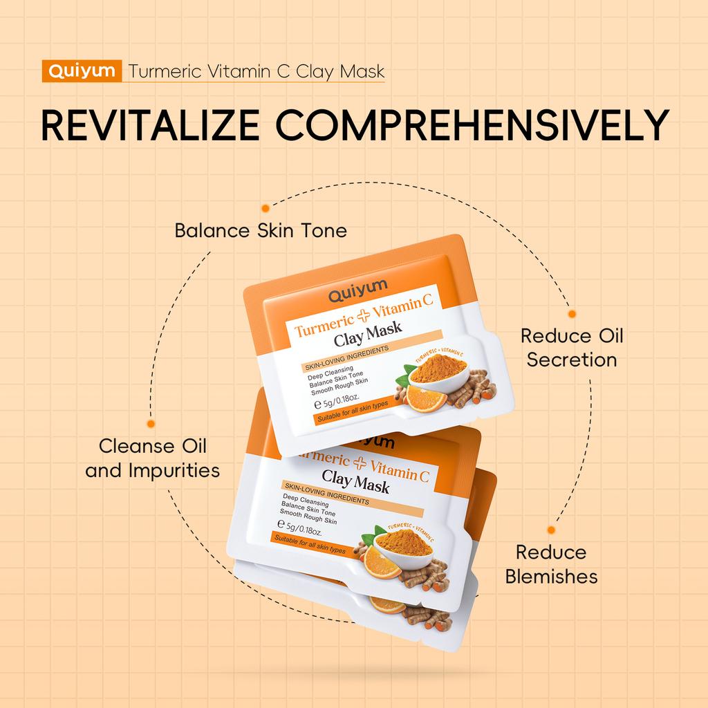 QUIYUM Маска-пленка с женьшенем, куркумой и витамином С (5g) Увлажнение, увлажнение и глубокое очищение