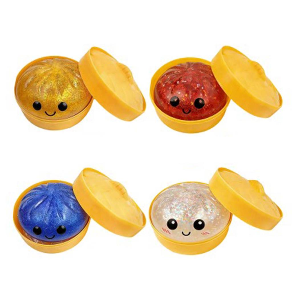 Dumpling Stress Balls Toy with Steamer Simulation Food Squishies Bun Fidget Sensory Toys for Home Desktop Decoration Party Gifts