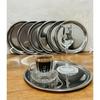 6-Piece Stainless Steel 21.5cm Round Tea, Coffee, Cake Serving Tray Decorative Presentation Tray