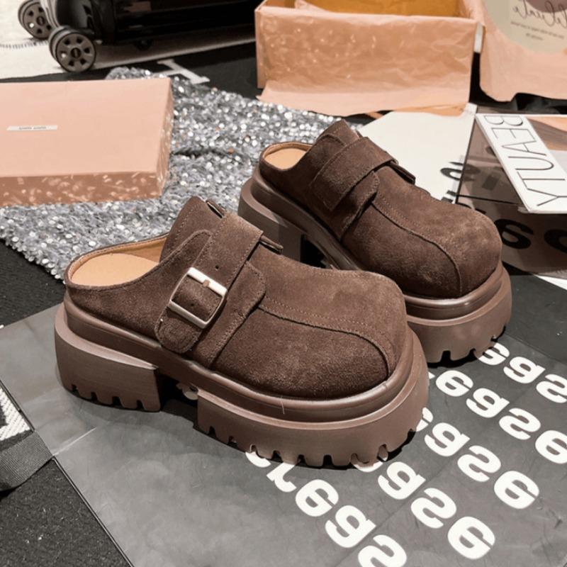 Модные женские туфли на платформе замшевые тапочки теплые плюшевые хлопковые туфли брендовые шлепанцы женские зимние 2025 трендовые удобные повседневные туфли Zapatos Mujer