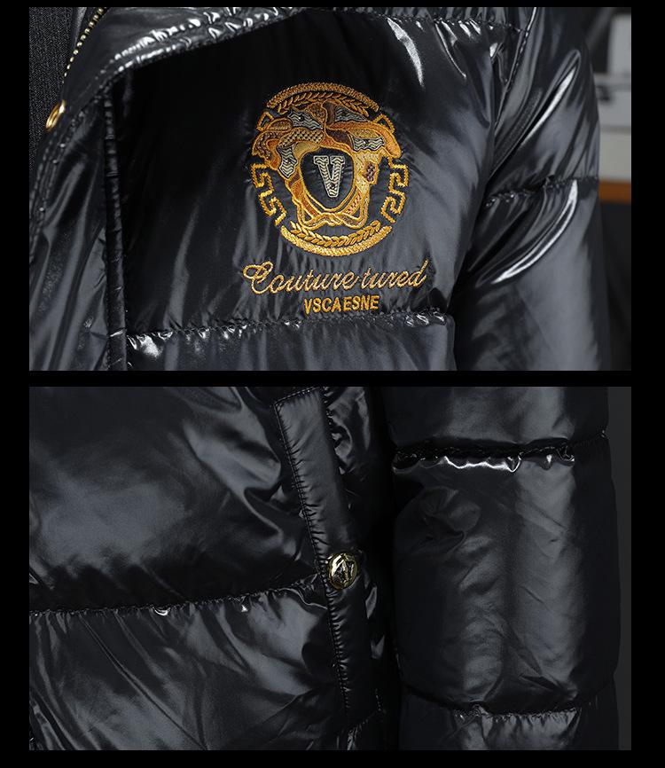 Мужская модная белая пуховая куртка с яркой поверхностью 2025 года - Утепленное и легкое зимнее пальто