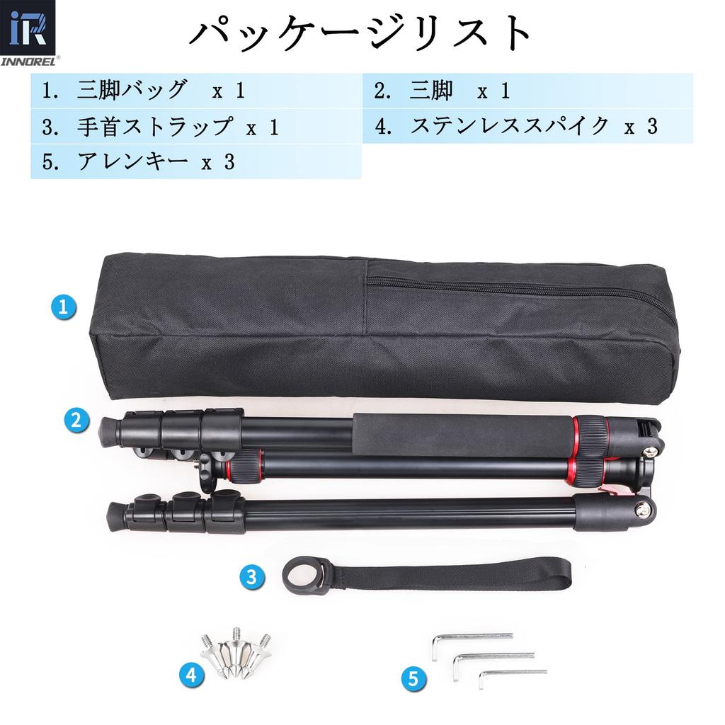 INNOREL RT30 Travel Adjustable 15kg Weight 197cm Maximum Working Compact and Lightweight for Cameras and Mirrorless Cameras Tripod, Aluminum,