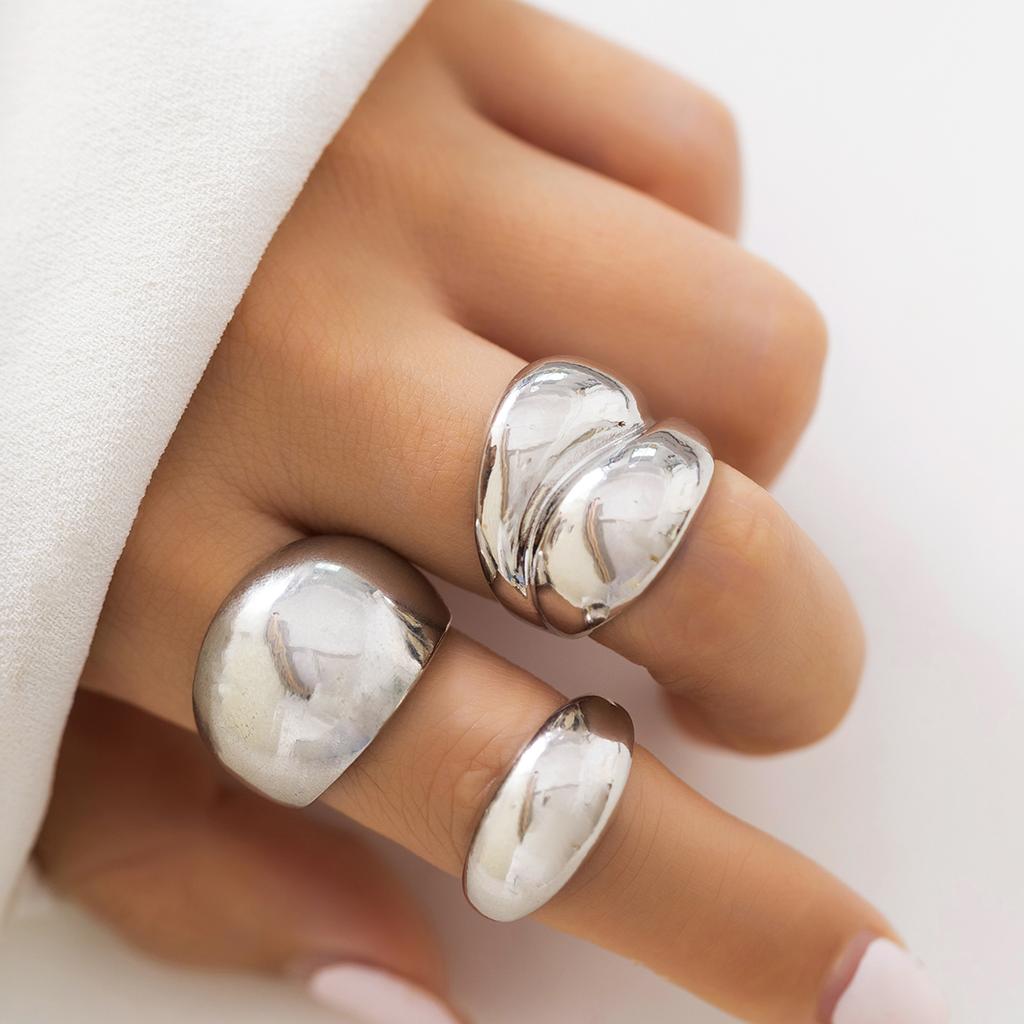 3Pcs/Set Sizes 8 Vintage Glossy Metal Rings for Women Wedding Bridal Punk Geometric Knuckle Ring Fashion Jewelry Steampunk Men