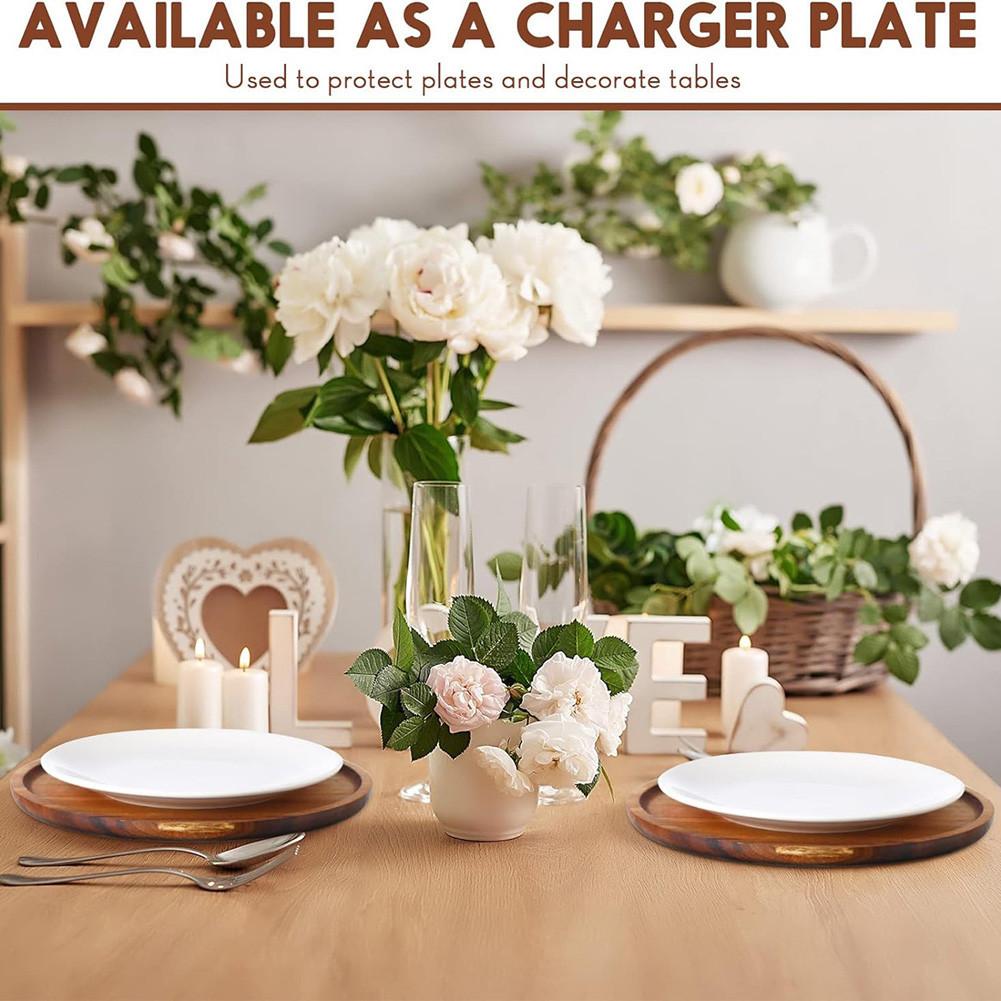 Wooden Serving Trays 13/15/25/30cm Circular Acacia Wood Charcuterie Board for Charcuterie Cheese Bread Fruit Vegetable Dip Sushi