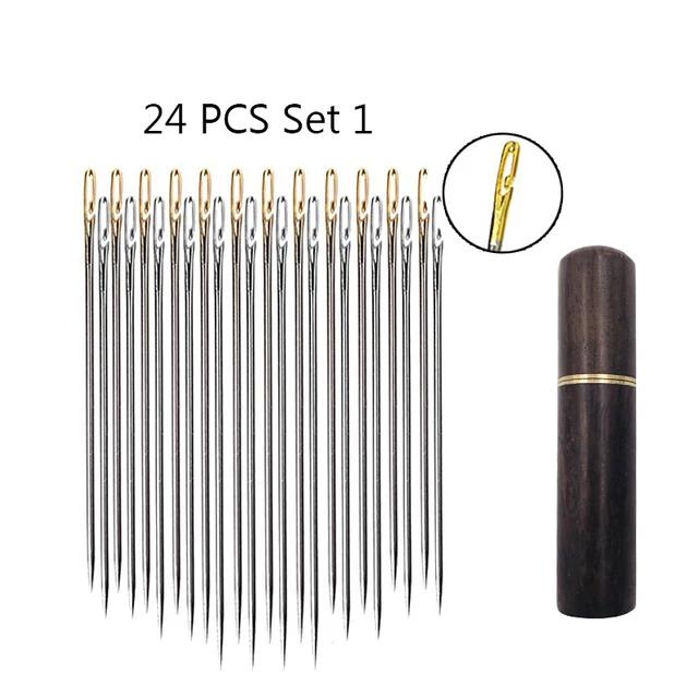 Новые 12 шт./набор швейных игл из нержавеющей стали с отверстием сбоку иглы для ручного шитья пожилым людям для вышивки