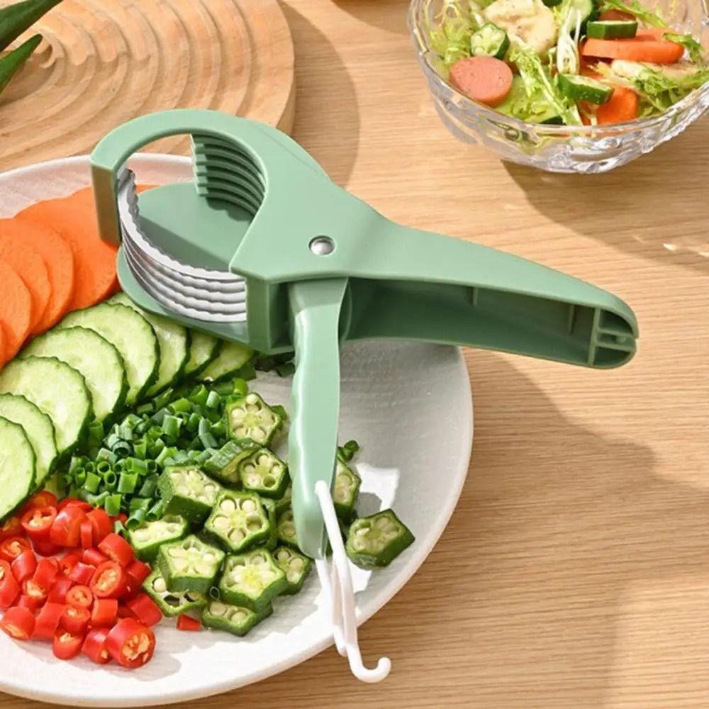 Stainless Steel Portable Salad Cutter Non-slip Handle Fruit Chopping Tool  Kitchen Gadgets