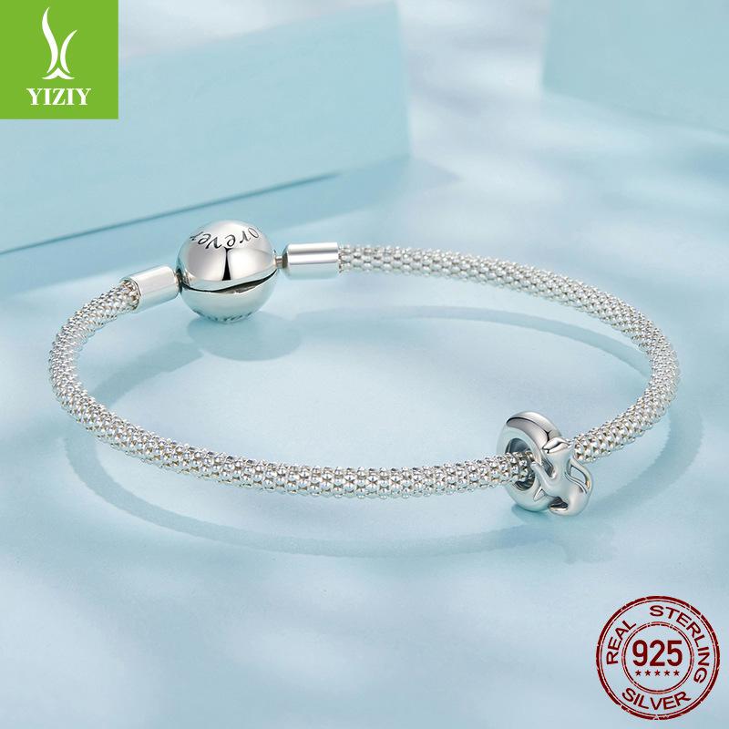 Simple Cat Silicone Positioning Bead Spacer Cute And Smart S925 Sterling Silver Bracelet Bead Spacer
