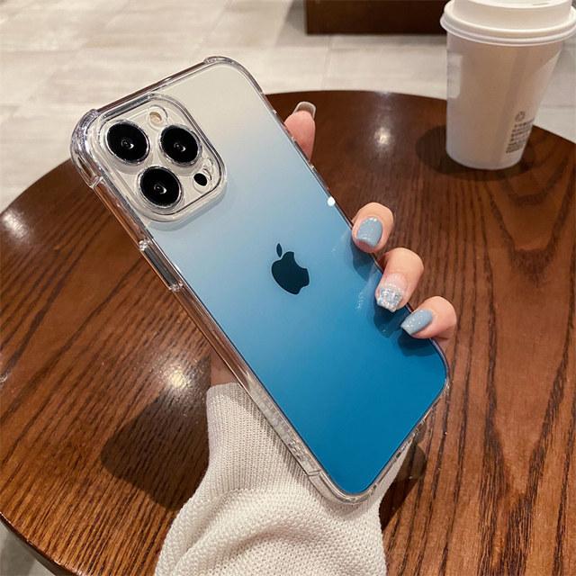 Прозрачный градиентный чехол цвета радуги для Iphone 13 12 11 Pro Max X Xr Xs, жесткий акриловый противоударный чехол с кристаллами, капа