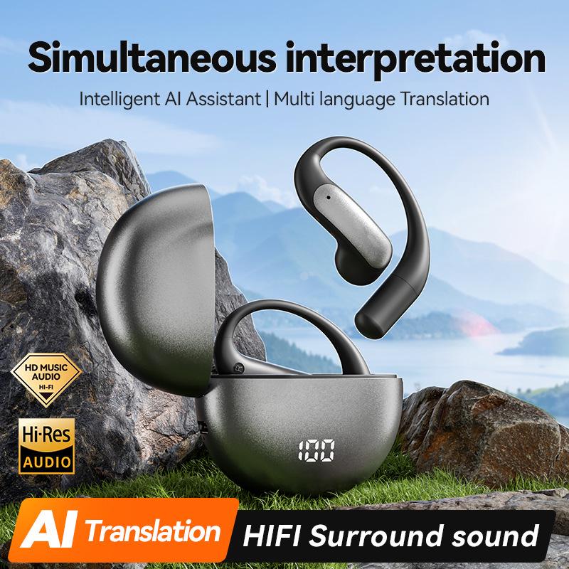 Умные Bluetooth-наушники M118 с ИИ-переводом, высококачественным звуком, долгим временем работы от аккумулятора, индикатором заряда и дизайном с ушным крючком