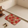 Strawberry Hearts Doormat, Floral Spring Summer Welcome Mat, Indoor Front Back Door Mat, Coral Velvet Rug 16"x24"