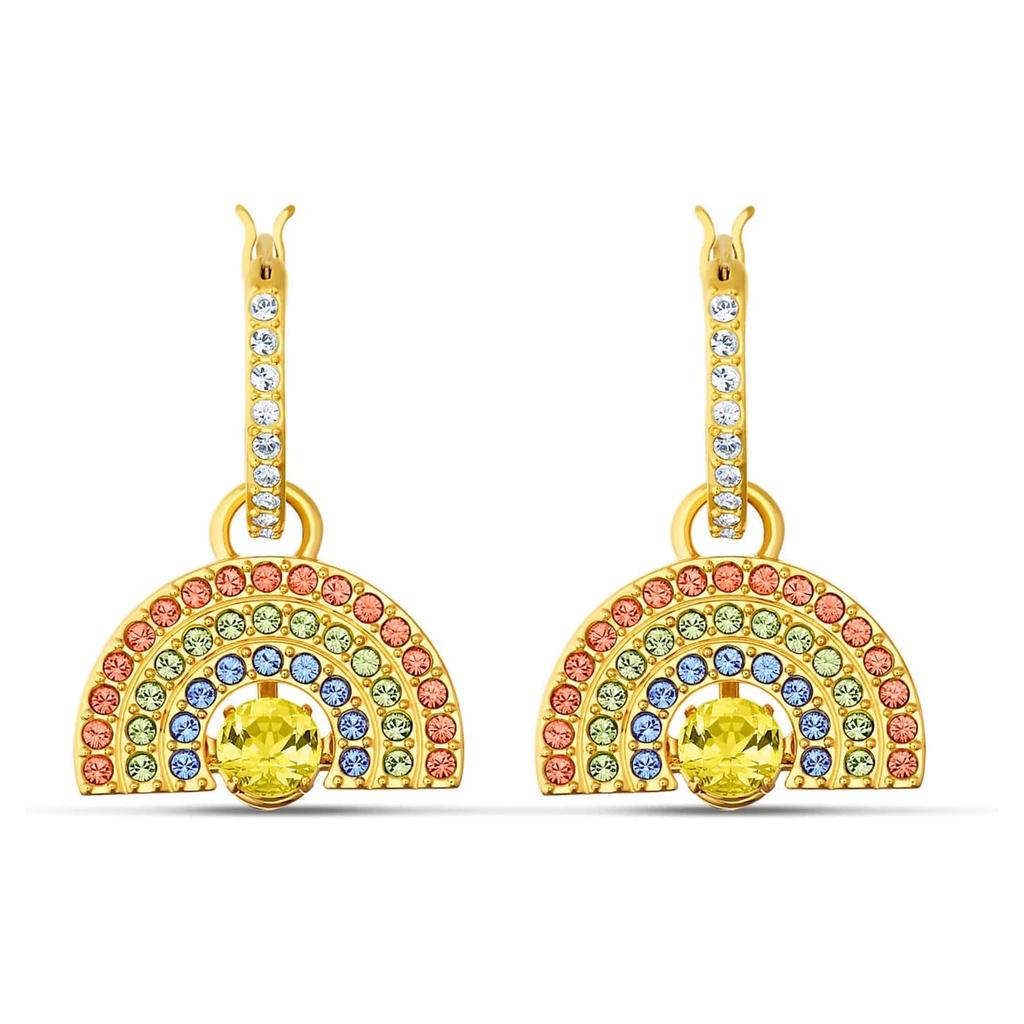 Swarovski Crystal Sparkling Dance Rainbow Pierced Earrings Gold Tone Plated 5537494
