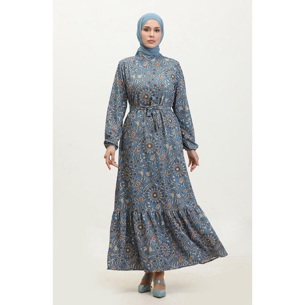 Платье Patterned Belted 0364-01 Индиго