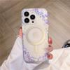 Цветочный бампер для чехла с магнитной беспроводной зарядкой для iPhone 17 Air 16 15 14 13 12 11 Pro Max Plus Ударопрочная акриловая крышка