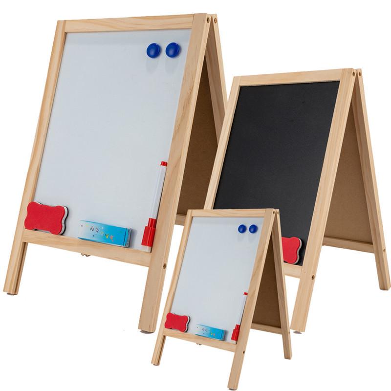 Double-Sided Foldable Wooden Magnetic Easel & Blackboard for Writing, Drawing, and Valentine's Day Decor