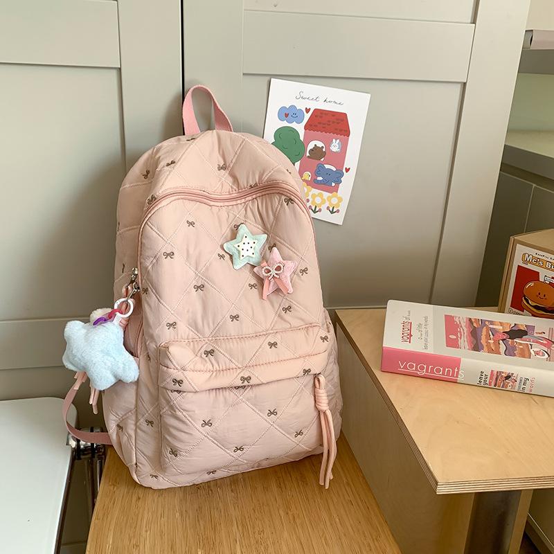 Школьный рюкзак нишевый для старшеклассников, высокая ценность, осенне-зимний, хлопковый рюкзак с бантом, милый вышитый рюкзак
