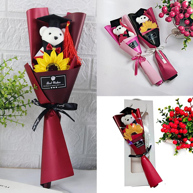 Докторантура Бакалавр Выпускной Кукла Букет Выпускной Сезон Подсолнух Роза Одиночный Мультяшный Медведь Подарок на День Учителя