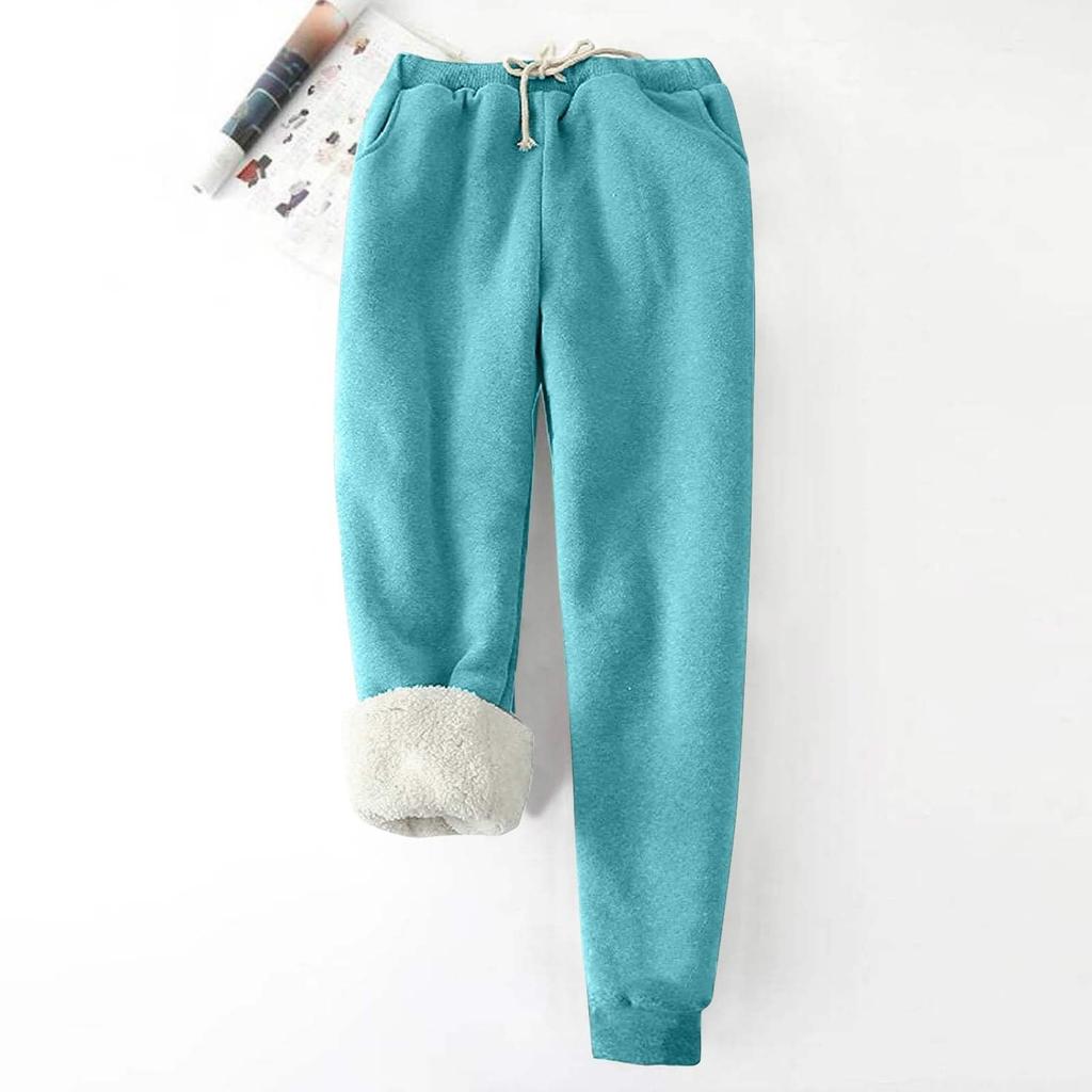Women's Fashion Solid Color Sports Loose Thickened Thick Fleece Warm Pants