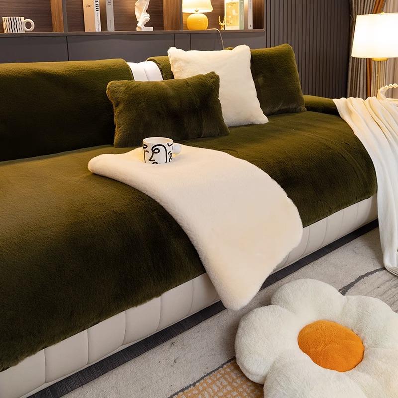 Подушка для дивана из меха норки, зимняя утолщенная нескользящая высококачественная подушка, легкая роскошь и простота, современный кожаный чехол для дивана, спинка, полотенце