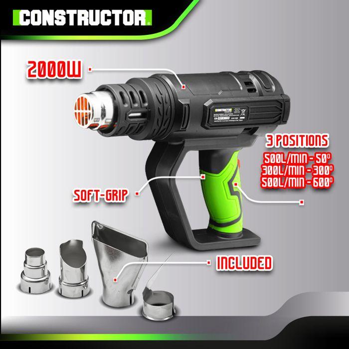Décapeur thermique 2000W livré en coffret avec 4 accessoires - Constructor