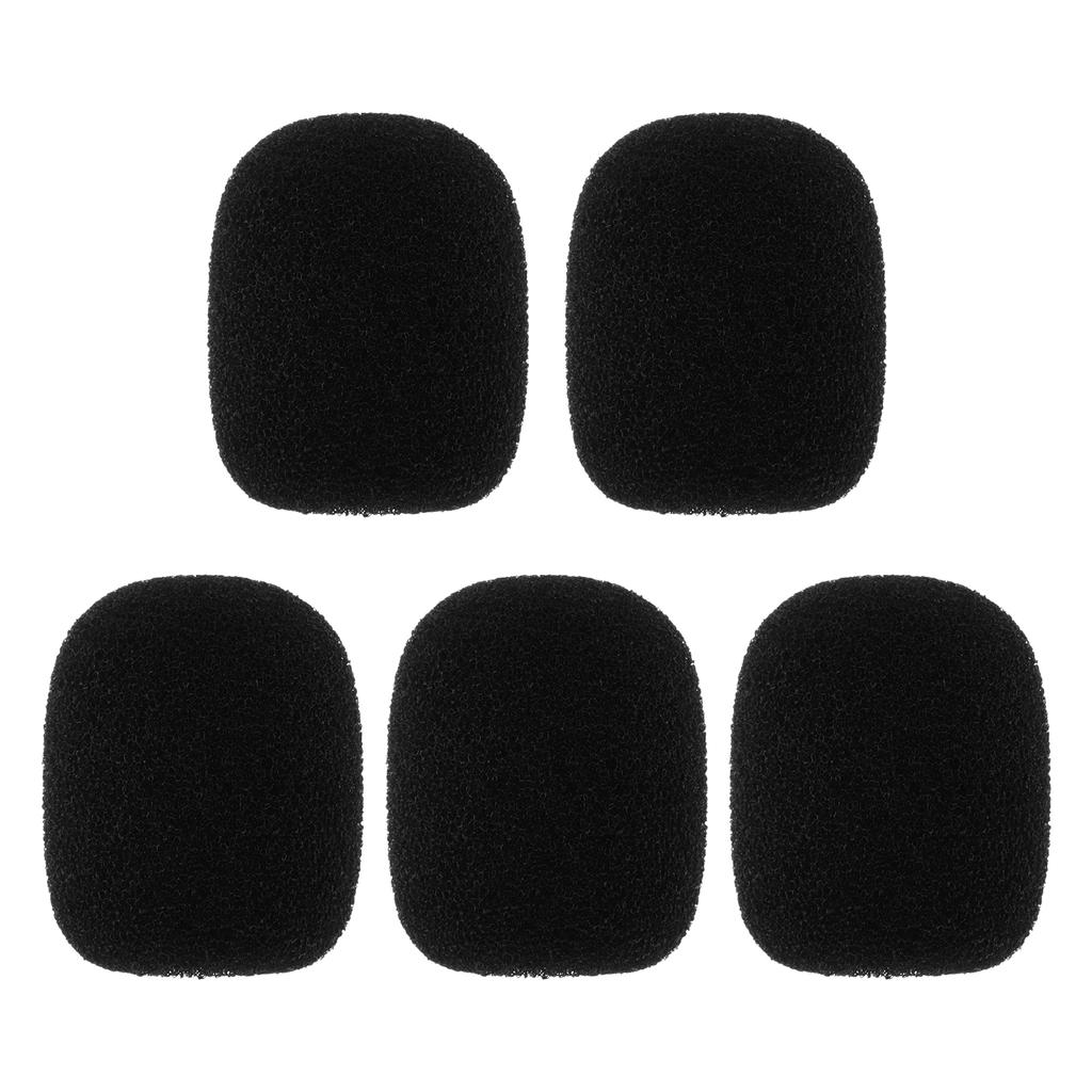 5pcs Black Foam Microphone Windscreens High-Density Covers for Headset and Lapel Mics