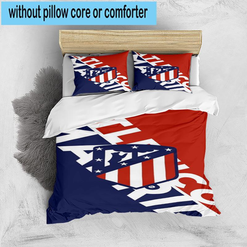 3pcs Atletico Football Club Printed Bedding Set Duvet Cover Closure Includes 1 Duvet Cover & 2 Pillowcases Bedding Sets Home Decor Gifts