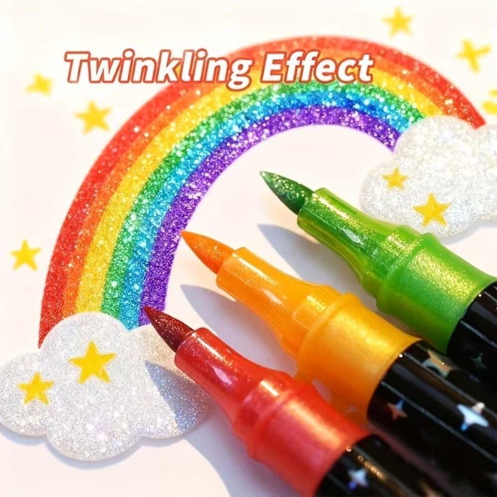 24/48/72/96 Colors Double-Ended Glitter Pens Quickly Dry Watercolor Pen  Drawing Painting