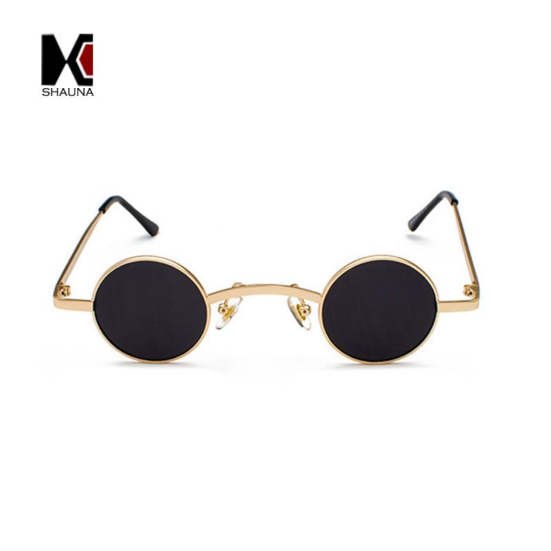 SHAUNA Wide Bridge Retro Rock Punk Sunglasses Classic Small Round Clear Red Sun Glasses UV400