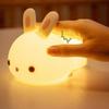 Сенсорный RGB LED Ночник-Кролик 16 Цветов USB-Зарядка Силиконовый Светильник-Зайчик для Детей Малышей Игрушка Фестивальный Подарок