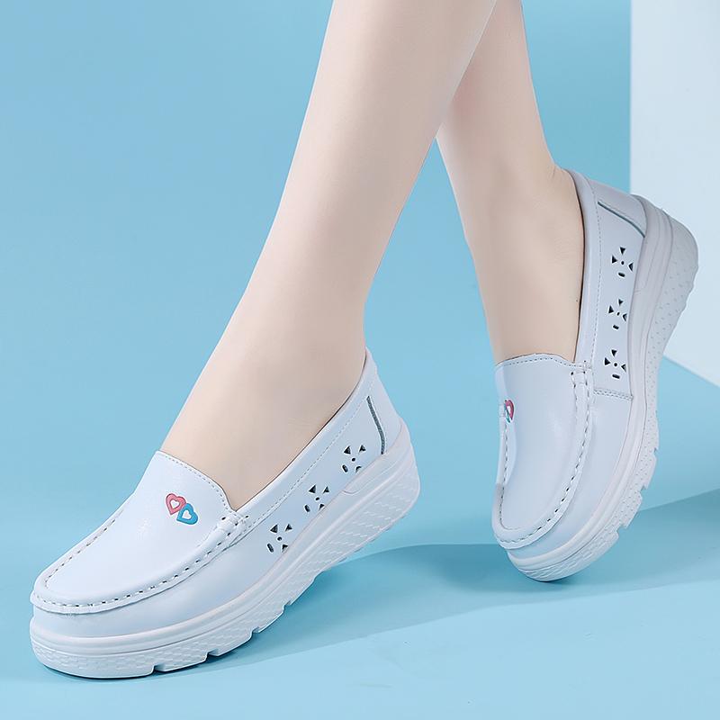 Женские лоферы на платформе, повседневные элегантные белые кожаные женские туфли на толстой подошве, увеличивающие рост