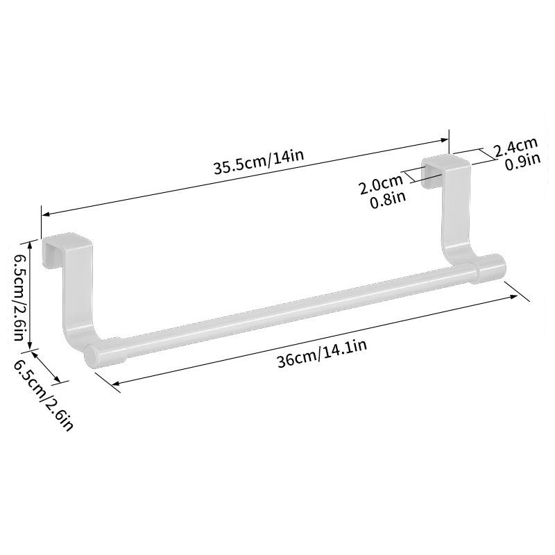 No Drill Hanging Towel Rack for Kitchen - Over Cabinet Door Storage Organizer for Dishcloth Gloves Sponge Holder