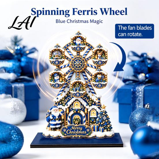 Holiday Home Wheel Desktop Christmas Ferris Interior Accents Ornament, 2D Wooden Gingerbread House Decorative