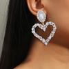 1 пара женских висячих сережек с большим полым сердцем, цветной декор из страз, преувеличенные серьги для вечеринок, клубов, свиданий, висячие серьги, украшения для ушей