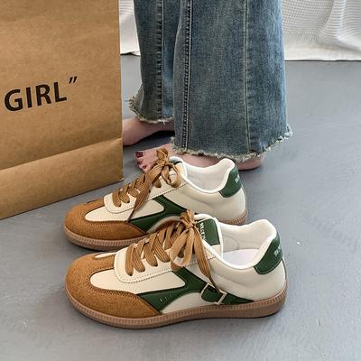 Модные женские мягкие кожаные туфли, удобные дышащие повседневные кроссовки 2024 года, новые нескользящие плоские спортивные туфли со шнуровкой, осенние кроссовки для бега